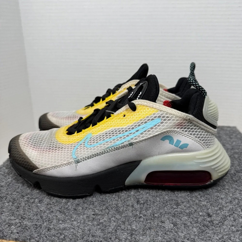 Nike Air Max 2090 GS 3.5Y Womens 5 White Yellow Teal CJ4066-103 Athletic